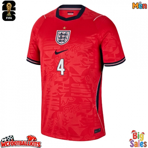 England Declan Rice #4 Replica Away Stadium Shirt World Cup 2026 Short Sleeve